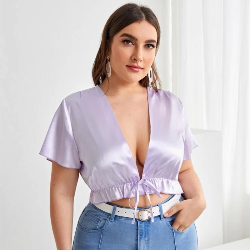 Pastel Purple Satin Crop Top
